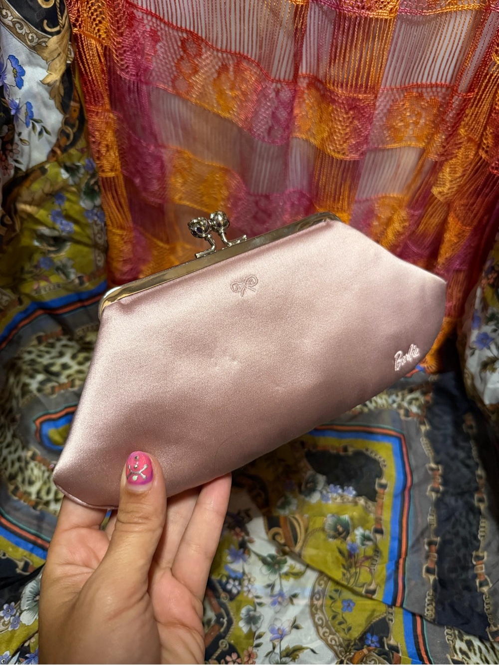 Pink Satin Frame Clutch - Women's Evening Bag Barbie brand from Sony pictures
